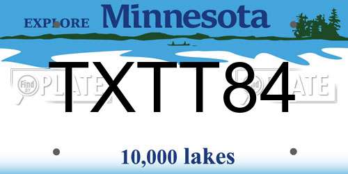 TXTT84 Minnesota License Plate