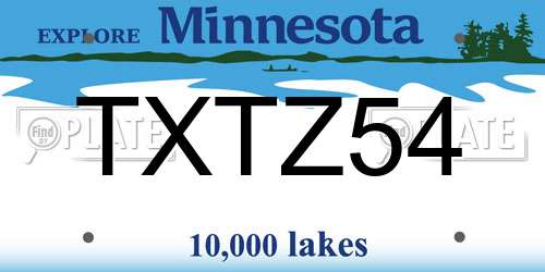 TXTZ54 Minnesota License Plate