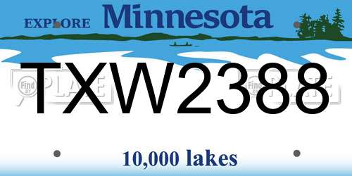 TXW2388 Minnesota License Plate
