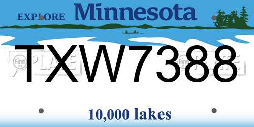 TXW7388 Minnesota License Plate