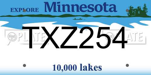 TXZ254 Minnesota License Plate