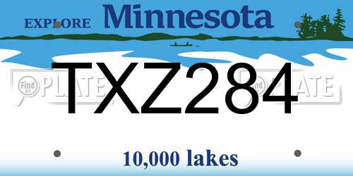 TXZ284 Minnesota License Plate