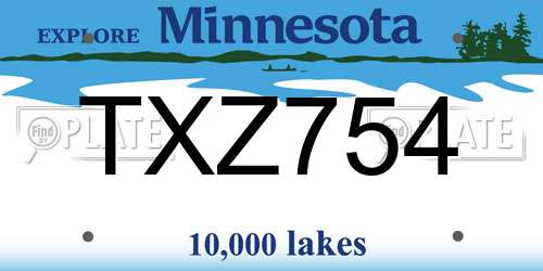 TXZ754 Minnesota License Plate