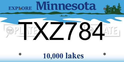 TXZ784 Minnesota License Plate