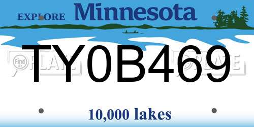 TY0B469 Minnesota License Plate