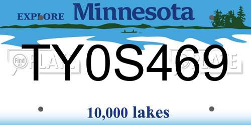 TY0S469 Minnesota License Plate