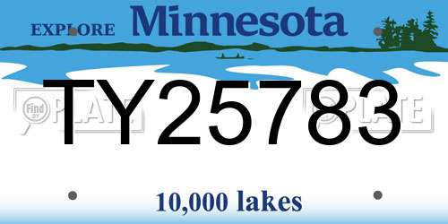 TY25783 Minnesota License Plate