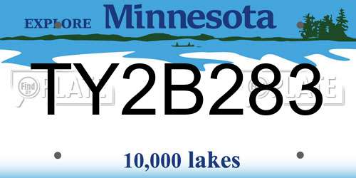 TY2B283 Minnesota License Plate
