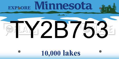 TY2B753 Minnesota License Plate