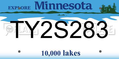 TY2S283 Minnesota License Plate