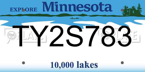 TY2S783 Minnesota License Plate