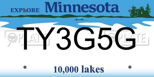 TY3G5G Minnesota License Plate