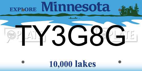 TY3G8G Minnesota License Plate
