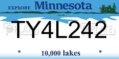 TY4L242 Minnesota License Plate
