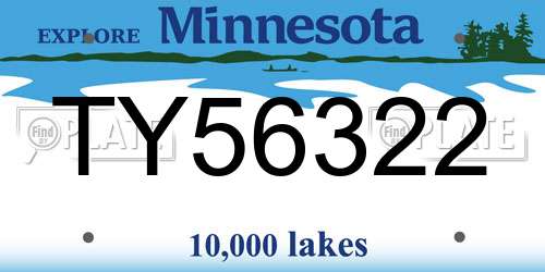 TY56322 Minnesota License Plate