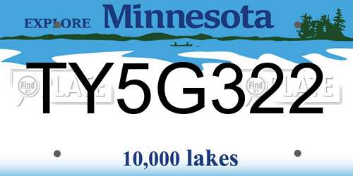 TY5G322 Minnesota License Plate