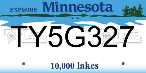 TY5G327 Minnesota License Plate
