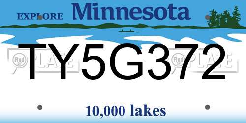 TY5G372 Minnesota License Plate
