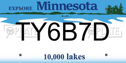 TY6B7D Minnesota License Plate
