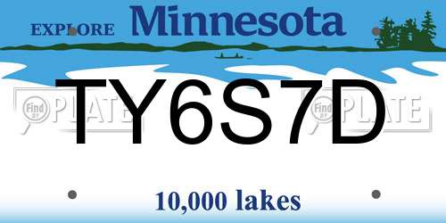 TY6S7D Minnesota License Plate