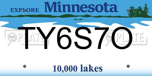 TY6S7O Minnesota License Plate