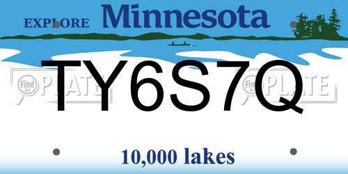 TY6S7Q Minnesota License Plate