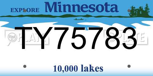 TY75783 Minnesota License Plate