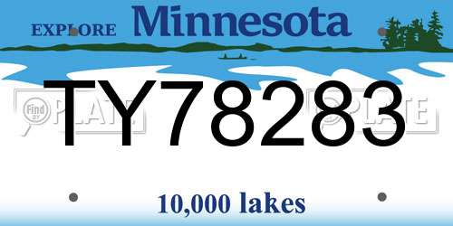 TY78283 Minnesota License Plate