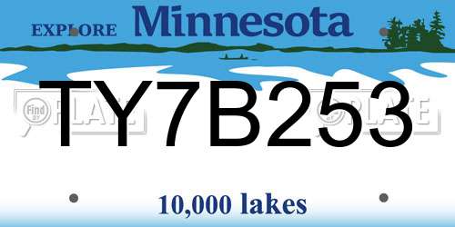 TY7B253 Minnesota License Plate