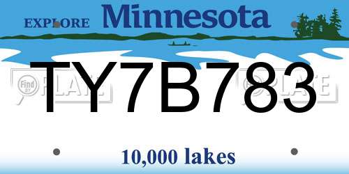 TY7B783 Minnesota License Plate