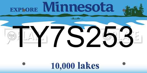 TY7S253 Minnesota License Plate