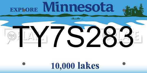 TY7S283 Minnesota License Plate
