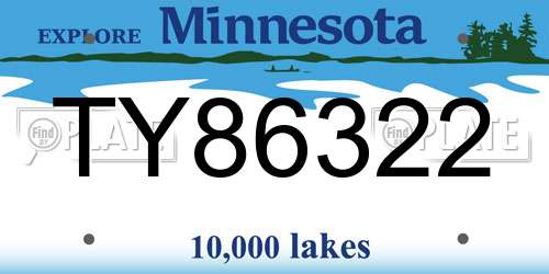 TY86322 Minnesota License Plate