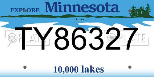 TY86327 Minnesota License Plate