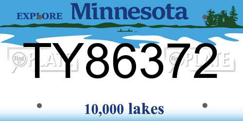 TY86372 Minnesota License Plate