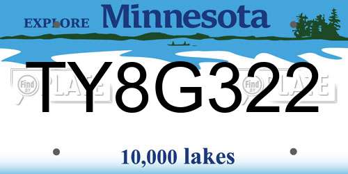 TY8G322 Minnesota License Plate