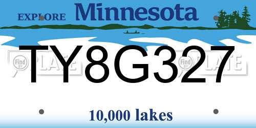 TY8G327 Minnesota License Plate