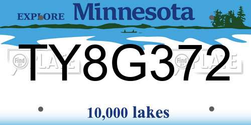 TY8G372 Minnesota License Plate