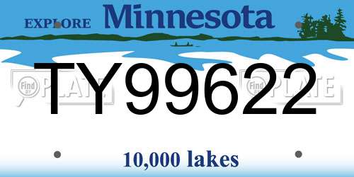 TY99622 Minnesota License Plate