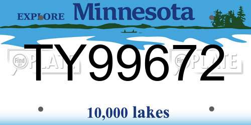 TY99672 Minnesota License Plate