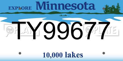 TY99677 Minnesota License Plate