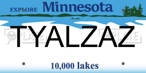 TYALZAZ Minnesota License Plate