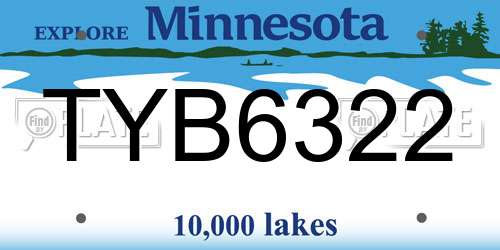 TYB6322 Minnesota License Plate
