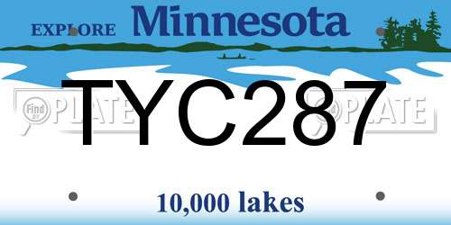 TYC287 Minnesota License Plate