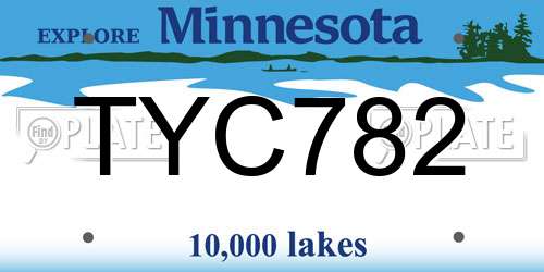 TYC782 Minnesota License Plate