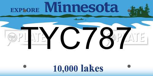 TYC787 Minnesota License Plate