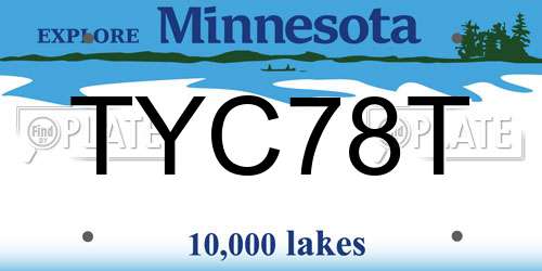TYC78T Minnesota License Plate