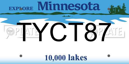 TYCT87 Minnesota License Plate