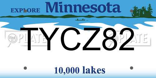 TYCZ82 Minnesota License Plate