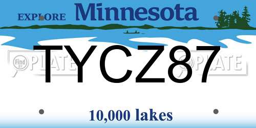 TYCZ87 Minnesota License Plate